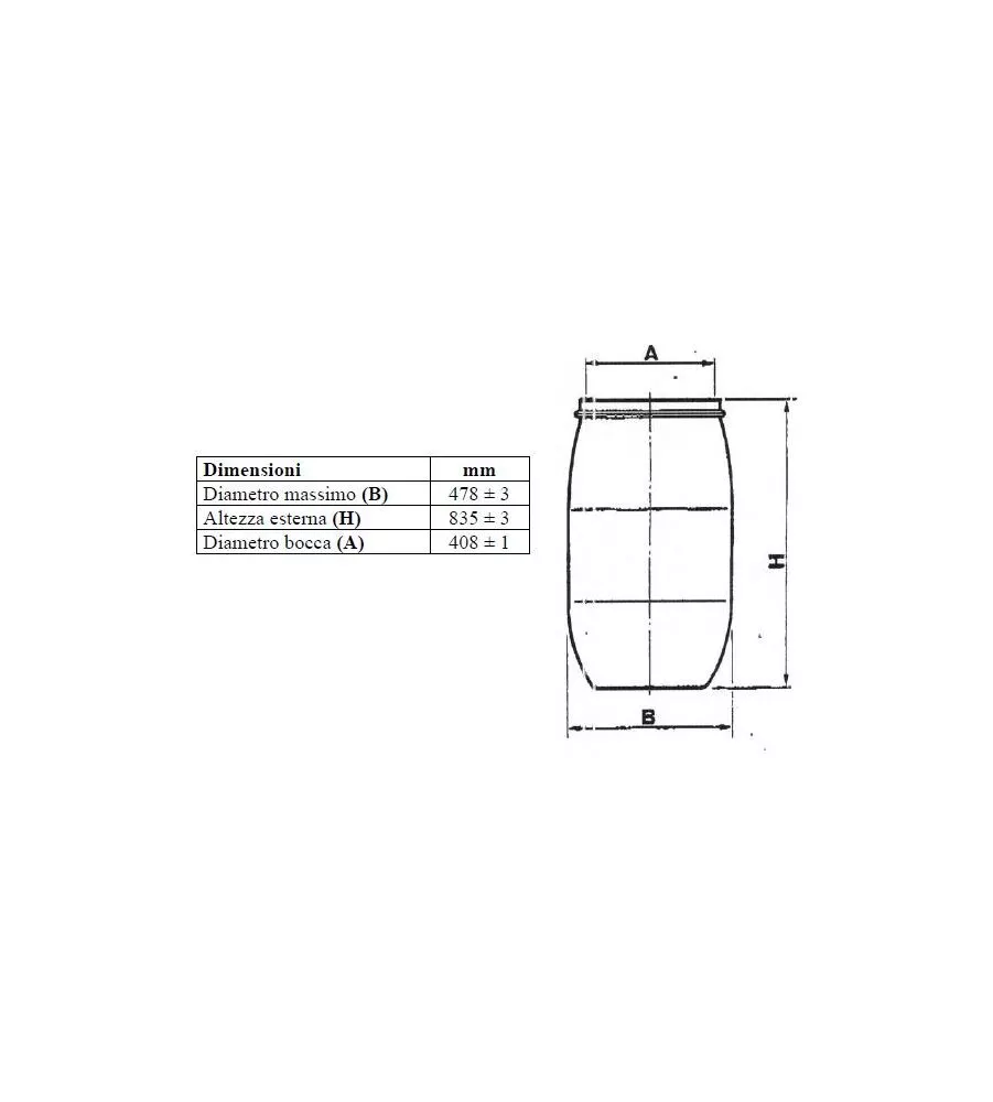 Fusto in plastica ad apertura totale, capacit 120 litri