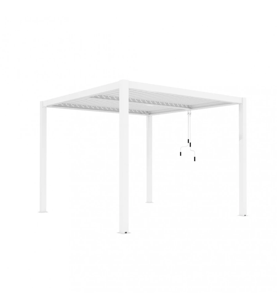 Gazebo pergola bioclimatica da esterno bianca in alluminio - 3x3x2,5 m