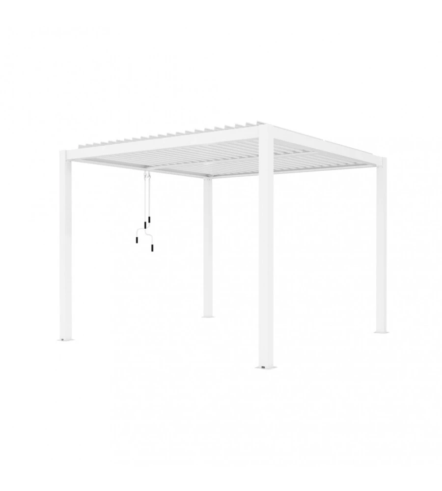 Gazebo pergola bioclimatica da esterno bianca in alluminio - 3x3x2,5 m