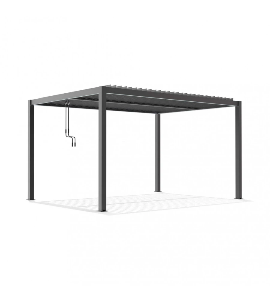 Gazebo pergola bioclimatica da esterno antracite in alluminio - 3x4 m