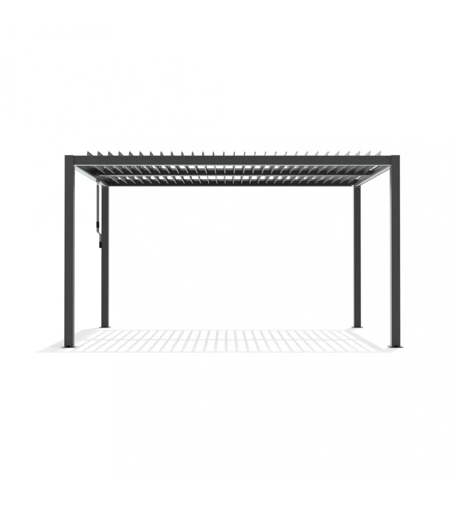 Gazebo pergola bioclimatica da esterno antracite in alluminio - 3x4 m