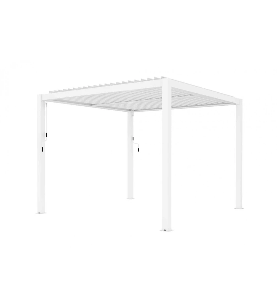 Gazebo pergola bioclimatica da esterno bianca in alluminio - 4x4 m