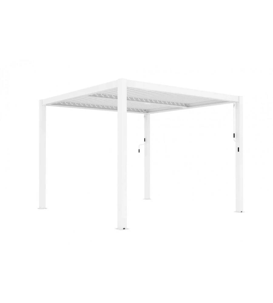 Gazebo pergola bioclimatica da esterno bianca in alluminio - 4x4 m