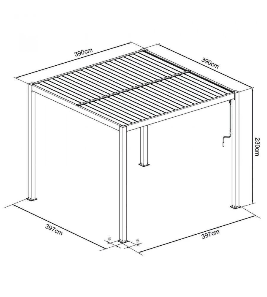 Gazebo pergola bioclimatica da esterno bianca in alluminio - 4x4 m