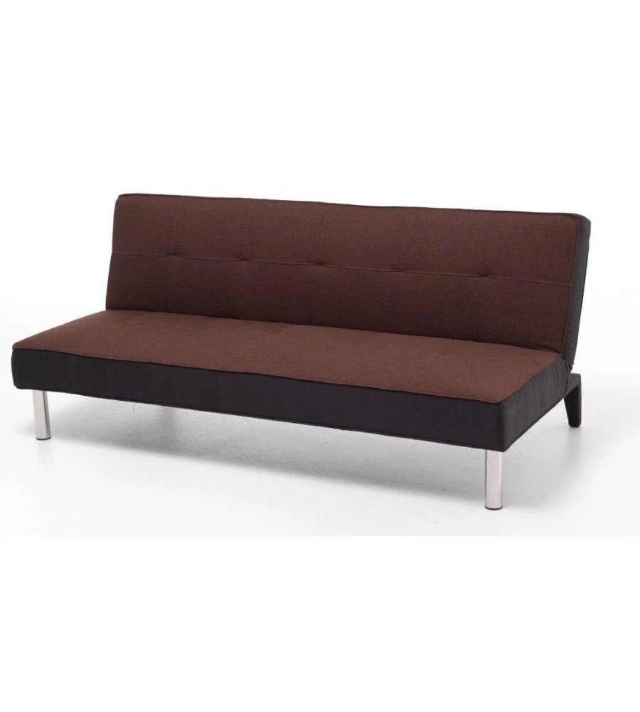 Divano letto "oliver" in tessuto marrone, 180x93x77 cm