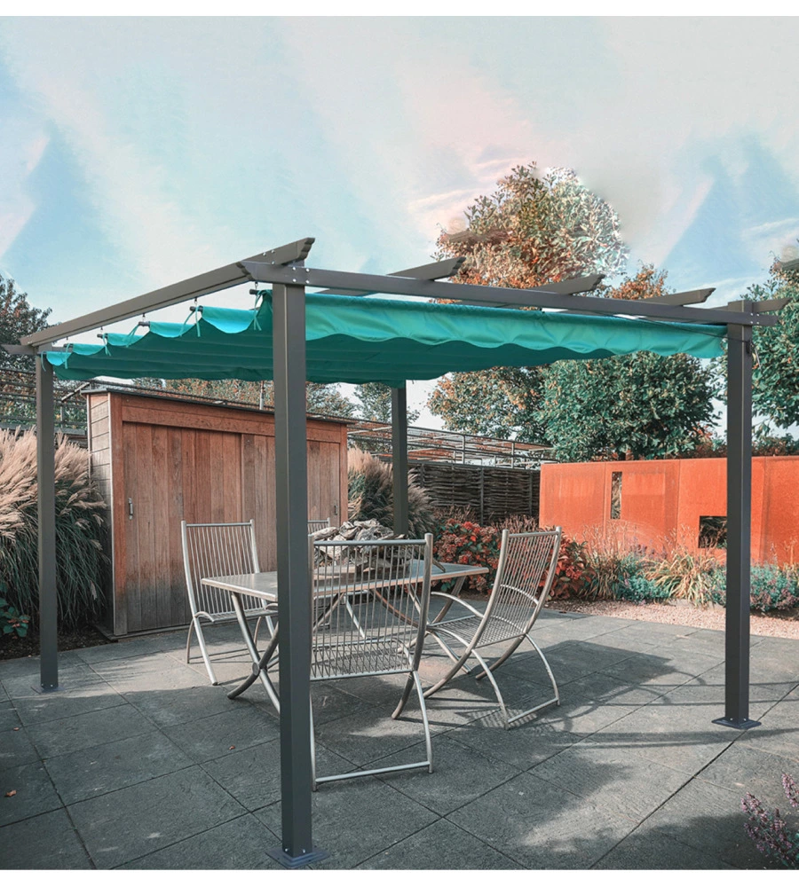 Gazebo pergola da esterno euro garden "daiana" in acciaio colore verde, 3x3 m