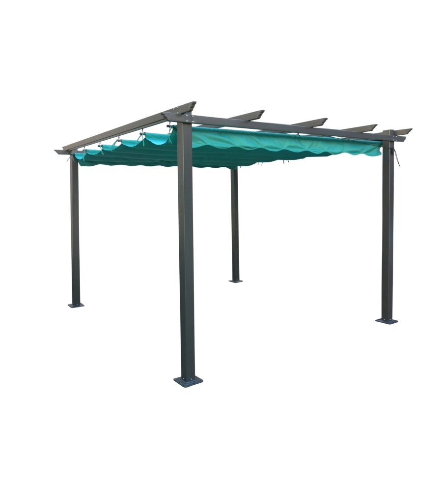 Gazebo pergola da esterno euro garden "daiana" in acciaio colore verde, 3x3 m