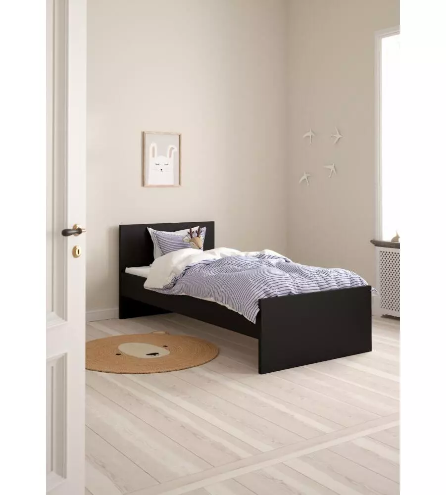 Letto singolo nero opaco, 90x190 cm