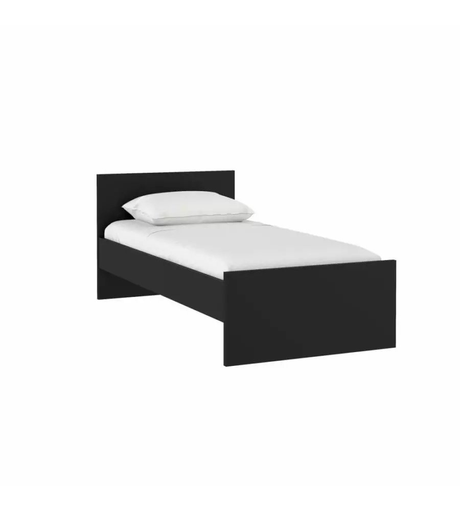 Letto singolo nero opaco, 90x190 cm