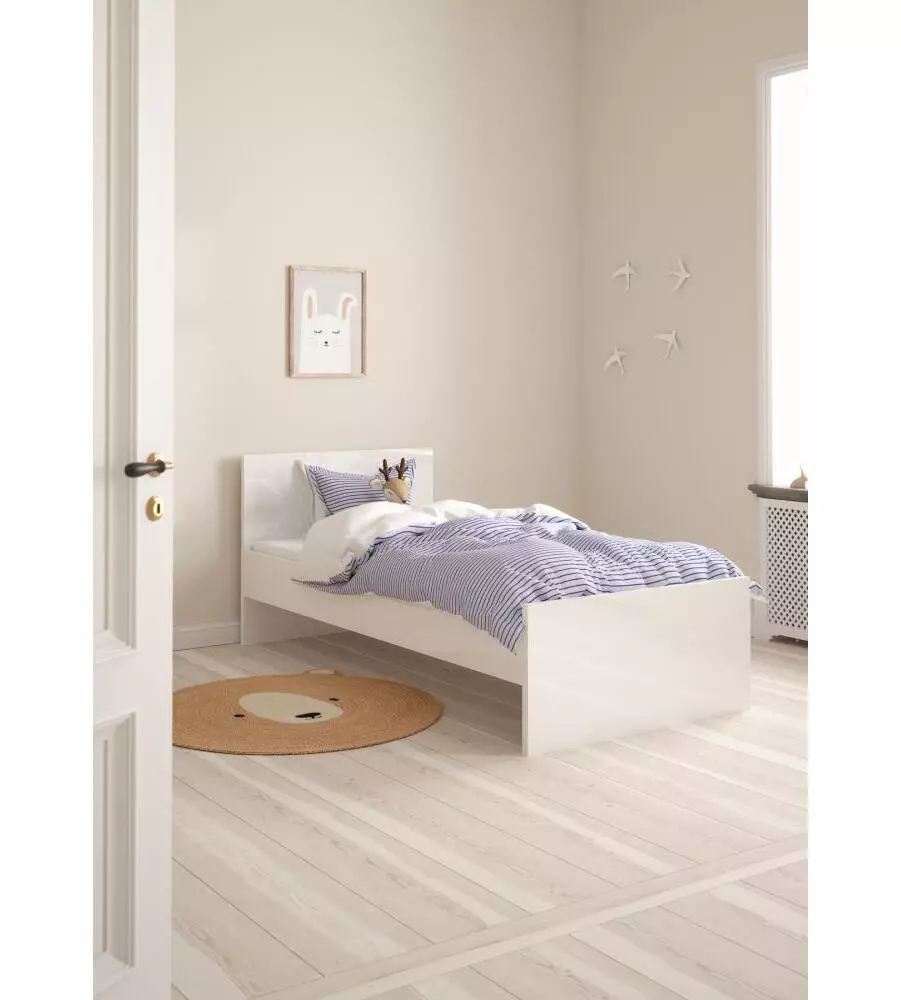 Letto singolo bianco lucido, 90x190 cm