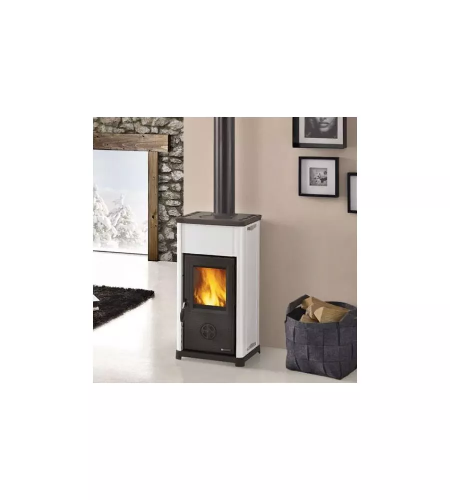 Stufa a legna la nordica + extraflame "tea" bianco 6,6 kw