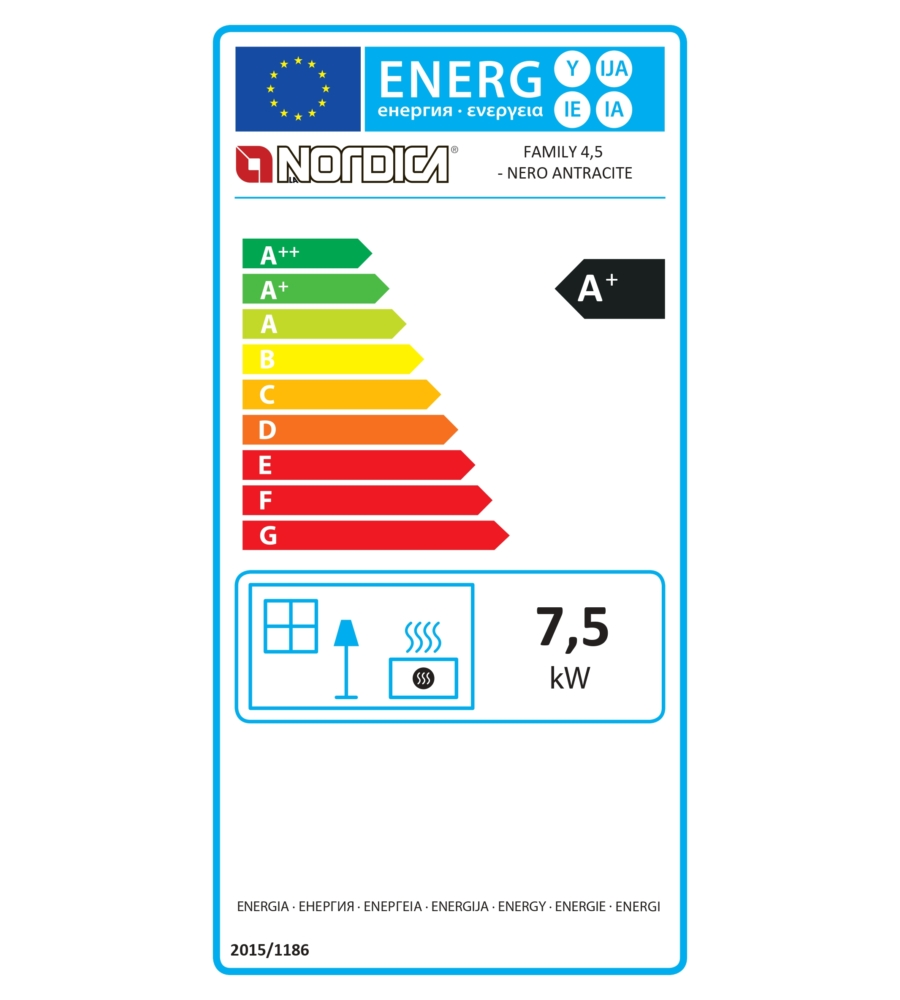 Cucina a legna la nordica + extraflame "family 4.5" antracite 7,5 kw