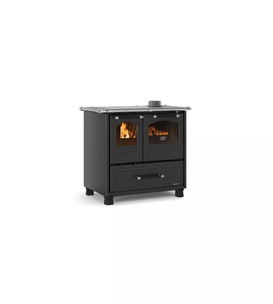 Cucina a legna la nordica + extraflame "family 4.5" antracite 7,5 kw