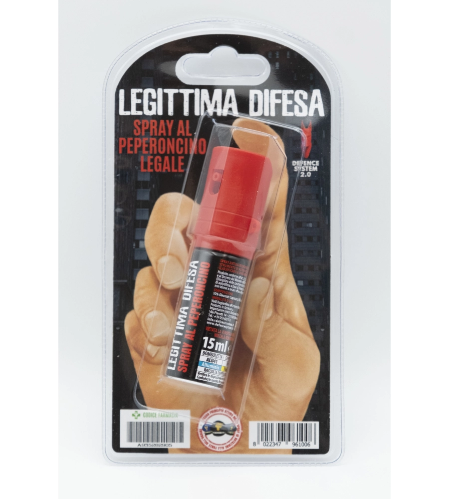 Spray antiaggressione legittima difesa al peperoncino, 15 ml