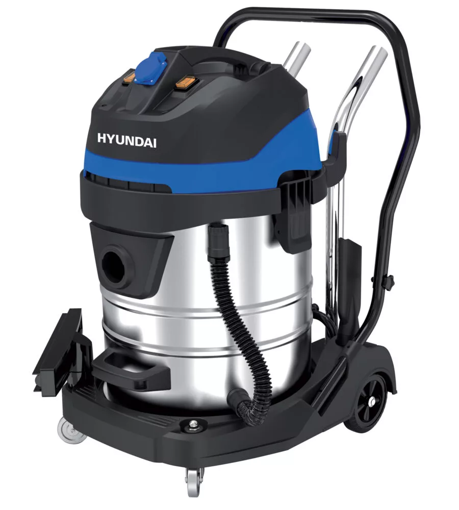 Bidone aspira solidi-liquidi hyundai con doppio motore e presa elettroutensili - 2x1200w 60lt