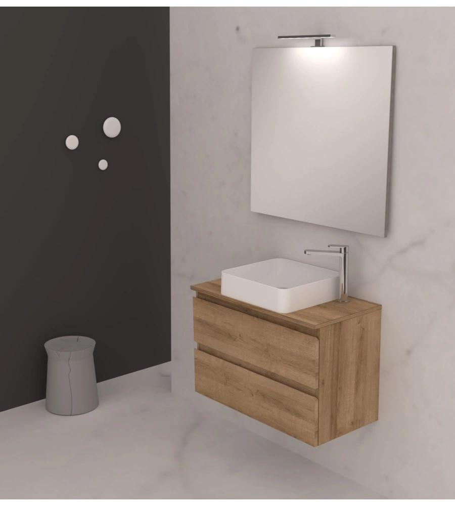 Mobile bagno "leonardo" rovere con lavello ad appoggio, 78x40x50 cm