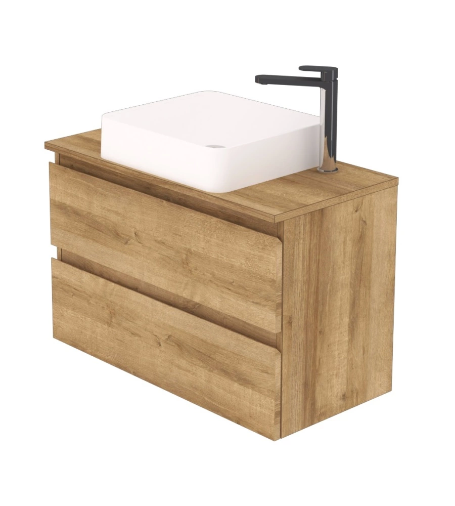 Mobile bagno "leonardo" rovere con lavello ad appoggio, 78x40x50 cm