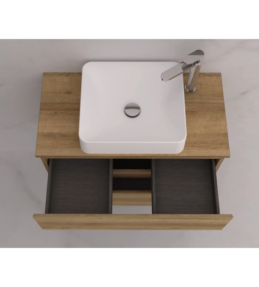 Mobile bagno "leonardo" rovere con lavello ad appoggio, 78x40x50 cm