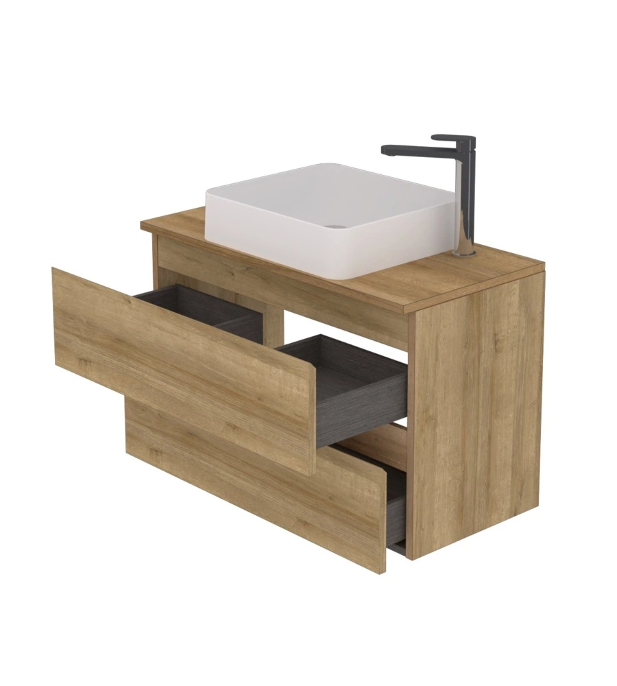 Mobile bagno "leonardo" rovere con lavello ad appoggio, 78x40x50 cm