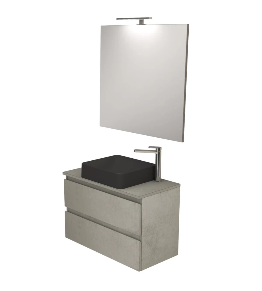 Mobile bagno "leonardo" cemento con lavello ad appoggio, 78x40x50 cm