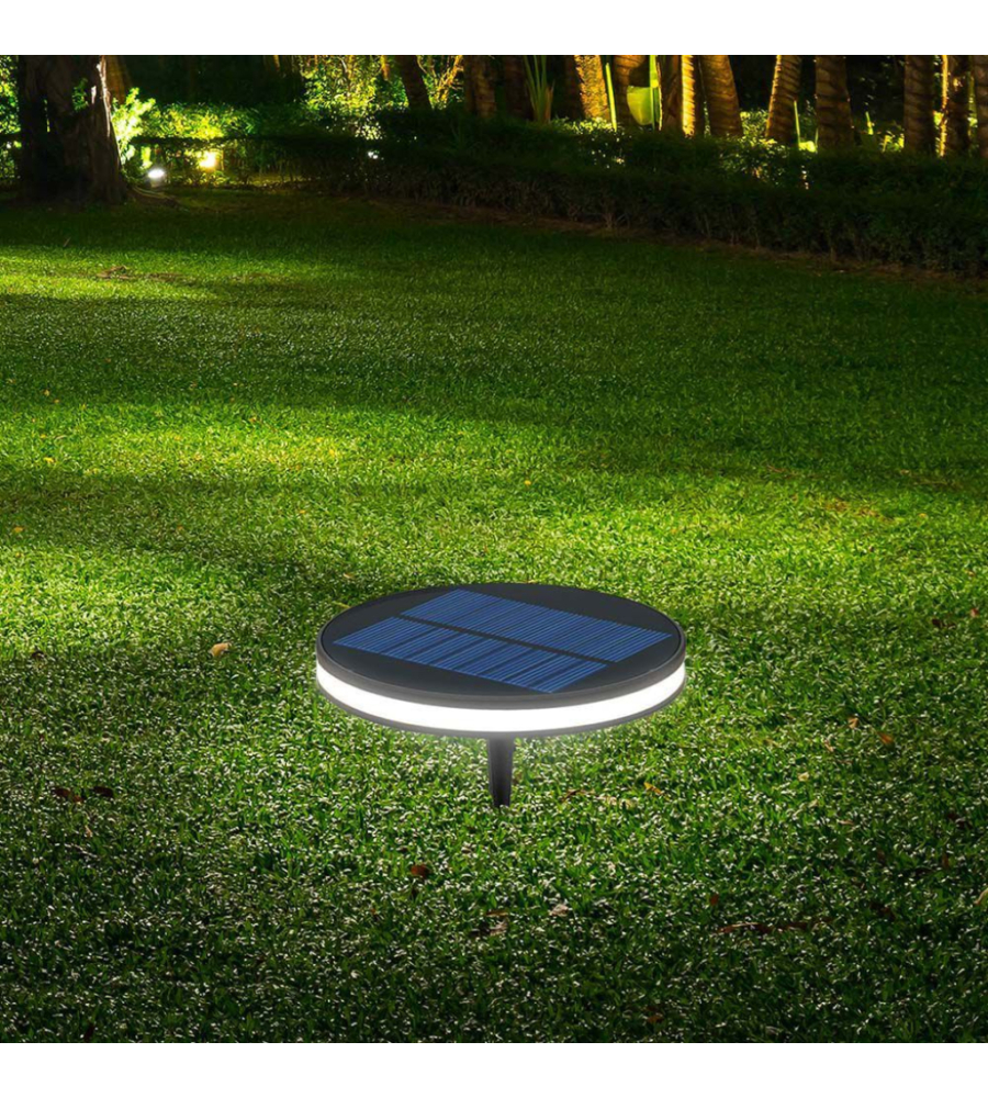 Paletto solare da giardino con picchetto 2w 3000k ip44, 15,5x4,1x20 cm