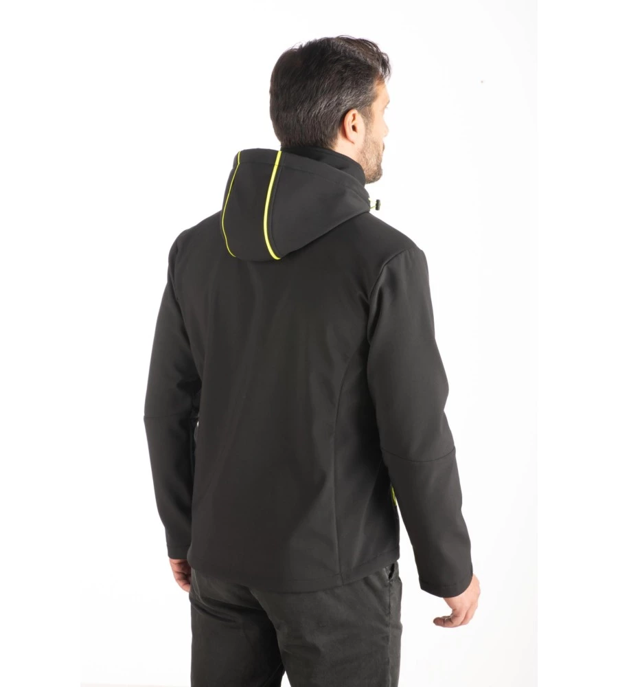 Giacca da lavoro soft shell wrk "wrk502" colore nero con cappuccio, tg xxl