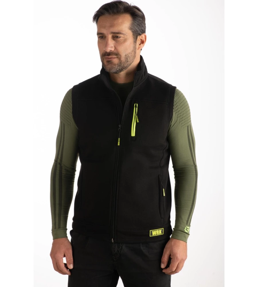 Gilet da lavoro in pile wrk "wrk503" colore nero senza cappuccio, tg xxl