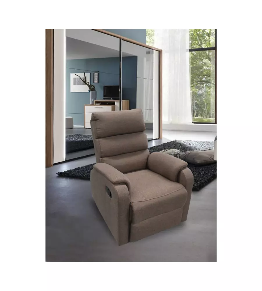 Poltrona bellahome "chiara" con recliner in tessuto colore tortora, 71x95x98 cm