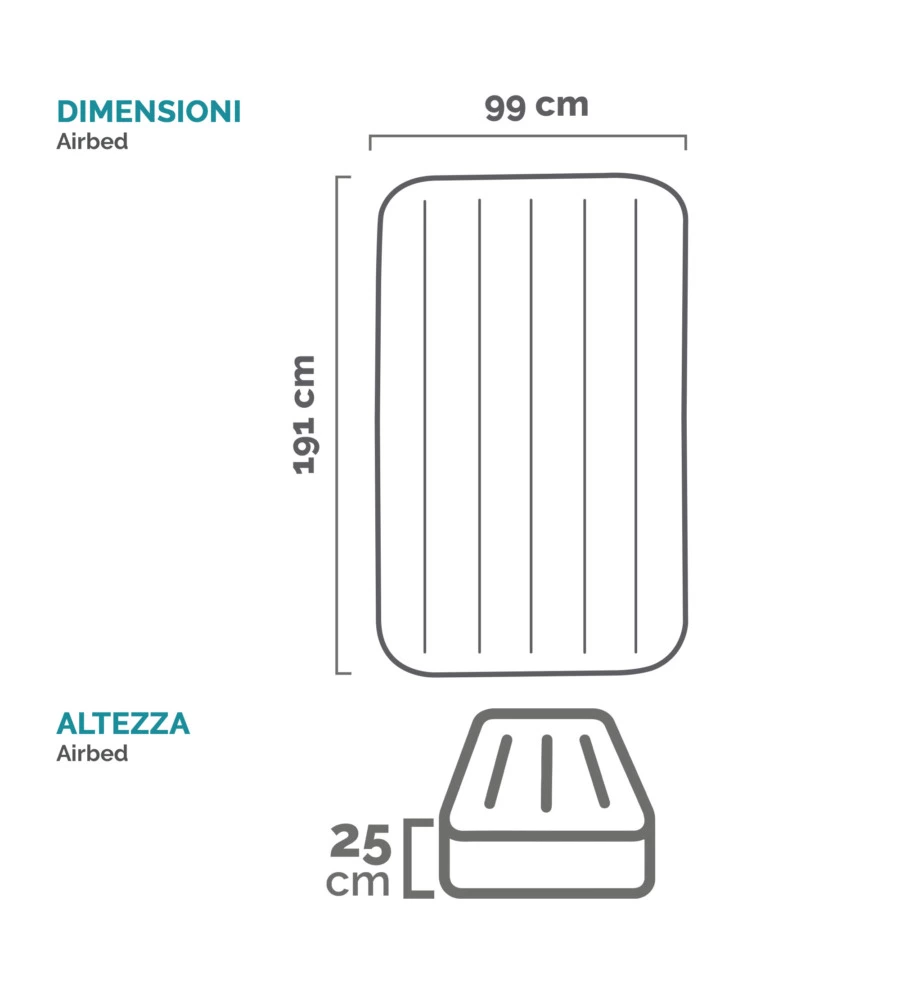 Materasso matrimoniale gonfiabile intex "airbed dura-beam standard prestige downy" colore verde scuro, 99x191x25 cm