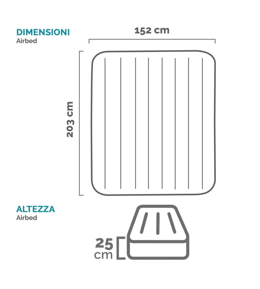 Materasso matrimoniale gonfiabile intex "airbed dura-beam standard prestige downy" colore verde scuro, 152x203x25 cm