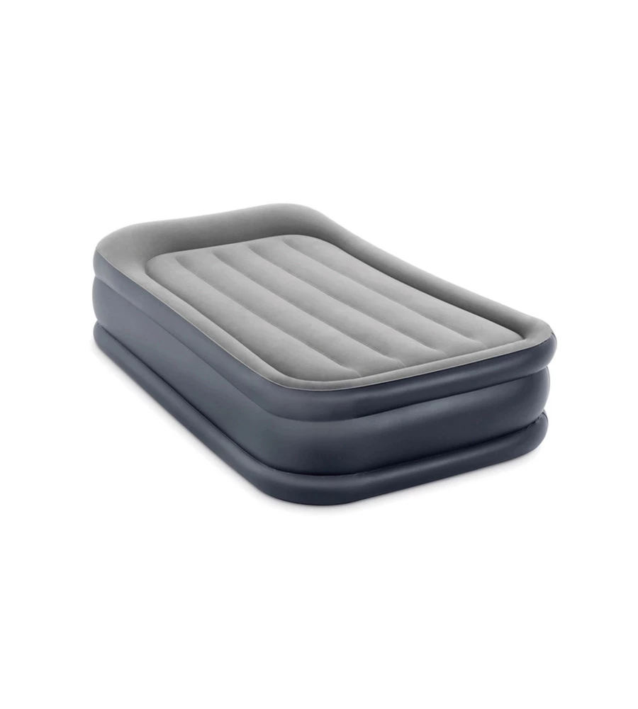 Materasso singolo autogonfiante intex "airbed dura-beam pillow rest raised" colore grigio chiaro, 99x191x42 cm