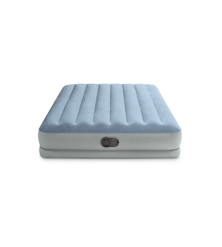 Materasso matrimoniale gonfiabile intex "airbed dura-beam mid-rise comfort" colore azzurro chiarocon pompa usb, 152x203x36 cm