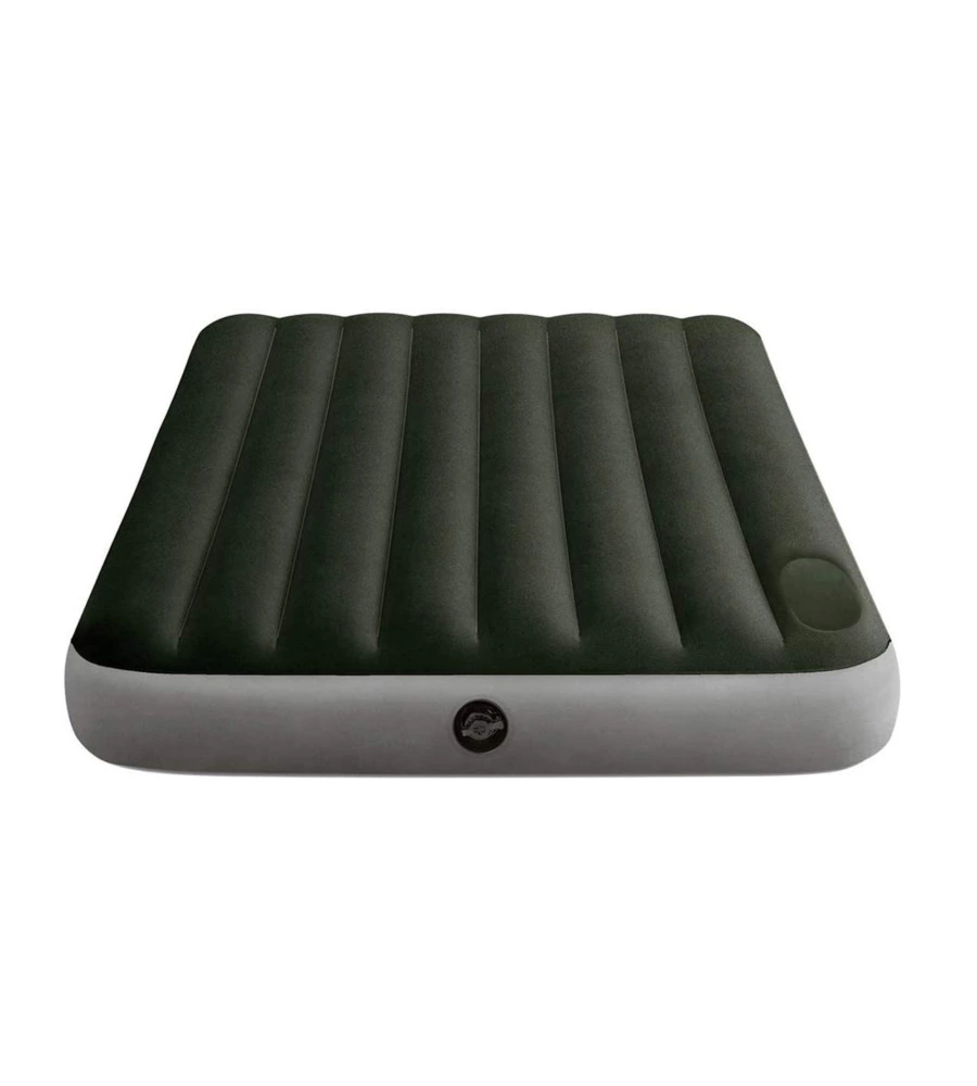 Materasso matrimoniale gonfiabile intex "airbed dura-beam standard downy" colore verde scuro con pompa a pedale, 152x203x25 cm