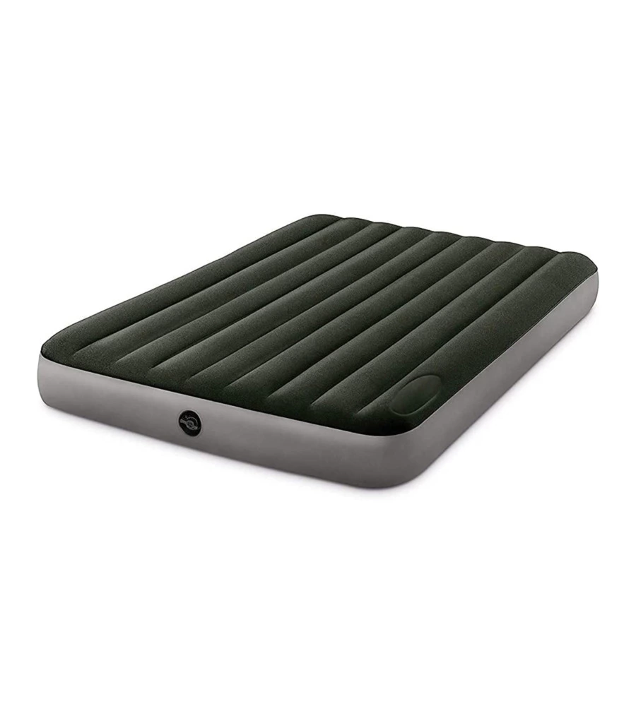 Materasso matrimoniale gonfiabile intex "airbed dura-beam standard downy" colore verde scuro con pompa a pedale, 152x203x25 cm