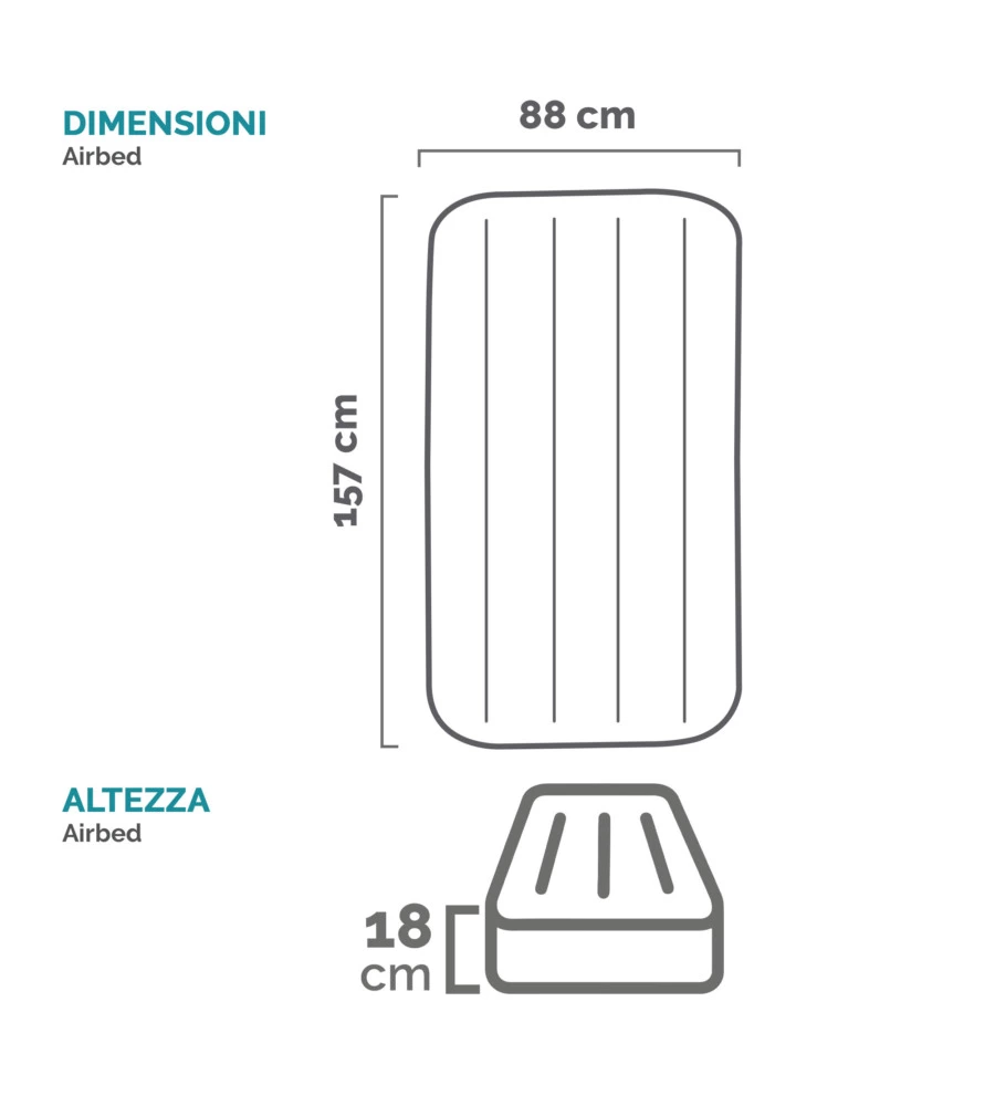 Materassino gonfiabile per bambini intex "airbed cozy kidz" colori assortiti, 88x157x18 cm