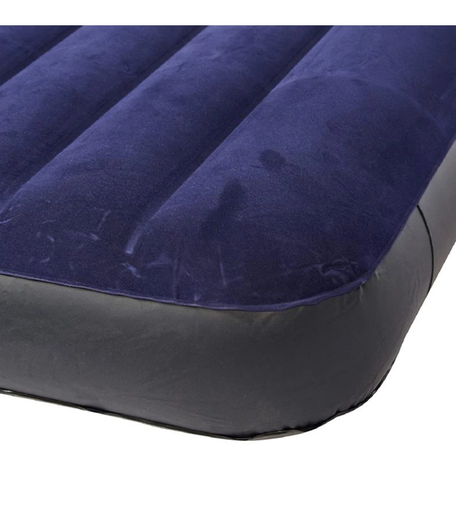 Materasso matrimoniale gonfiabile intex "airbed dura-beam standard classic downy" colore blu con pompa manuale e due cuscini, 152x203x25 cm