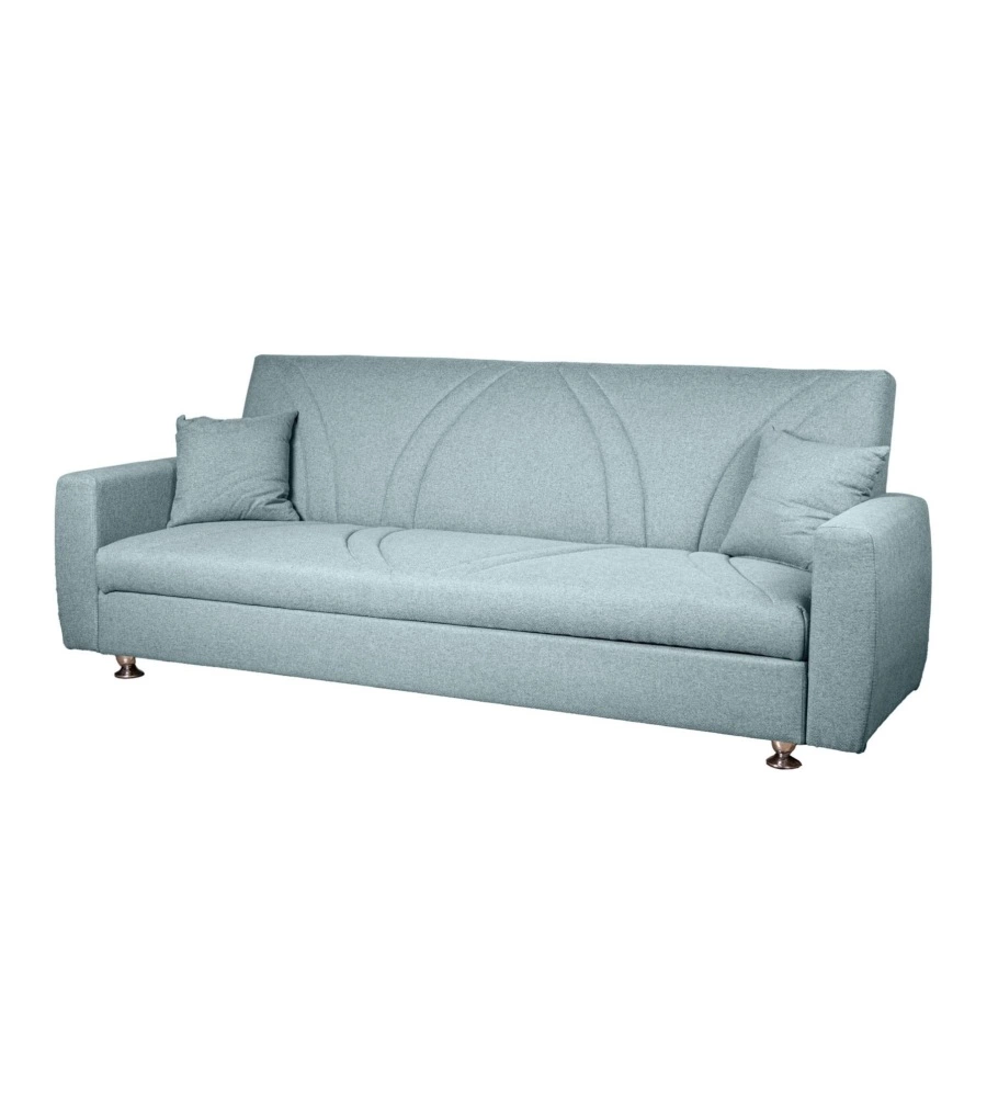 Divano letto contenitore bellahome "eva" 3 posti colore grigio menta, 220x84x85 cm