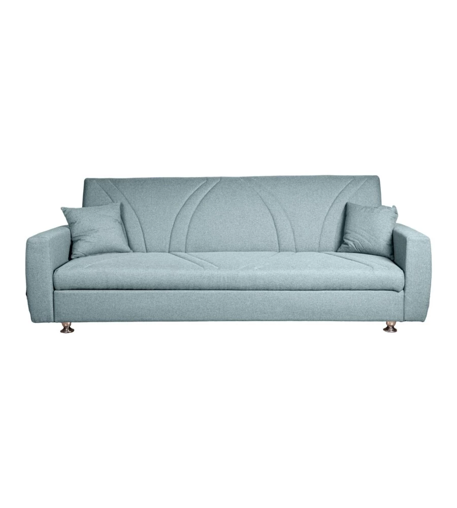 Divano letto contenitore bellahome "eva" 3 posti colore grigio menta, 220x84x85 cm