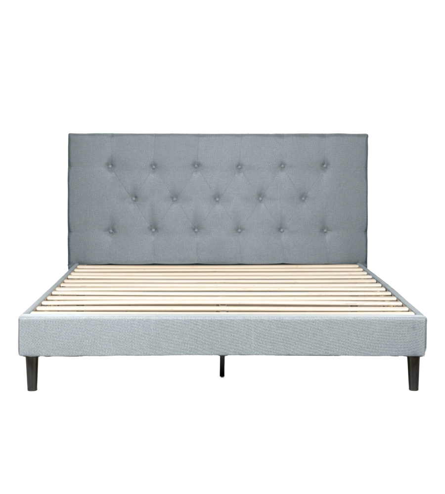 Letto matrimoniale in kit bellahome "parigi" colore grigio chiaro, 160x200x102 cm