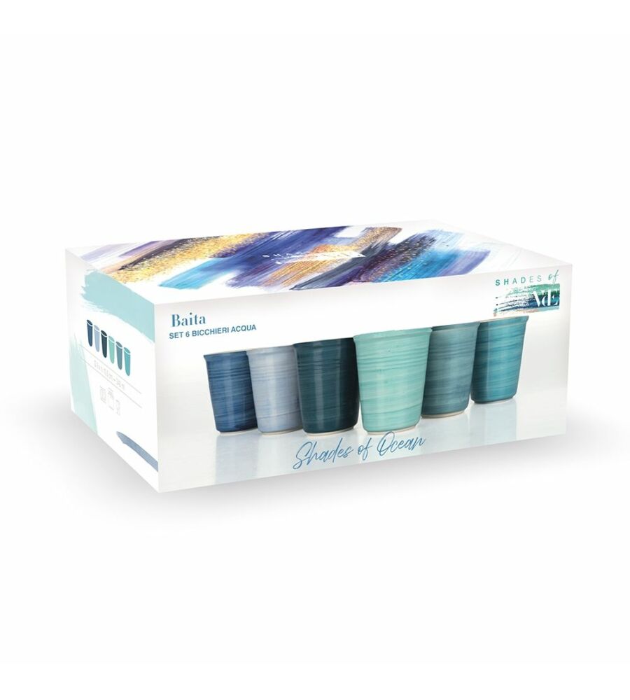 Bicchieri acqua in ceramica colorati set 6 bicchieri 350 ml Baita