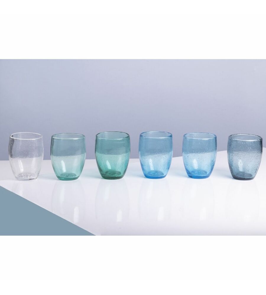 Set 6 bicchieri acqua 350 ml in vetro colorato trasparente G