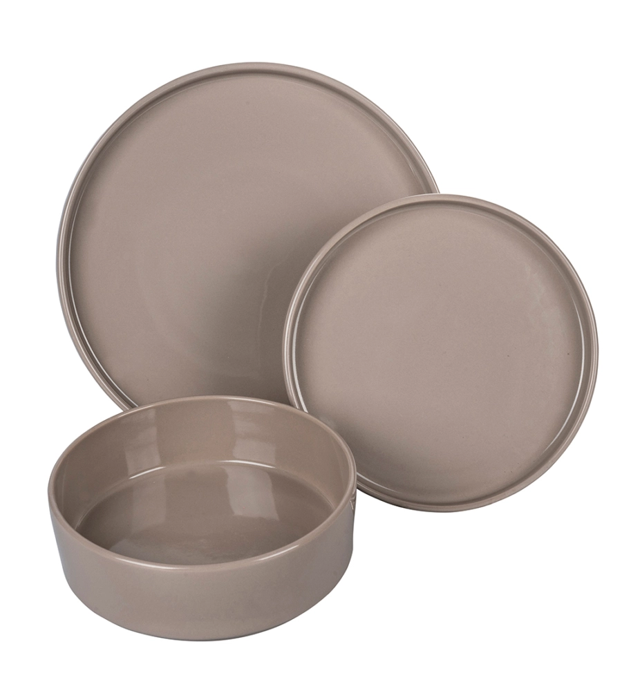 Servizio piatti "gourmet" in gres grigio, 12 pezzi