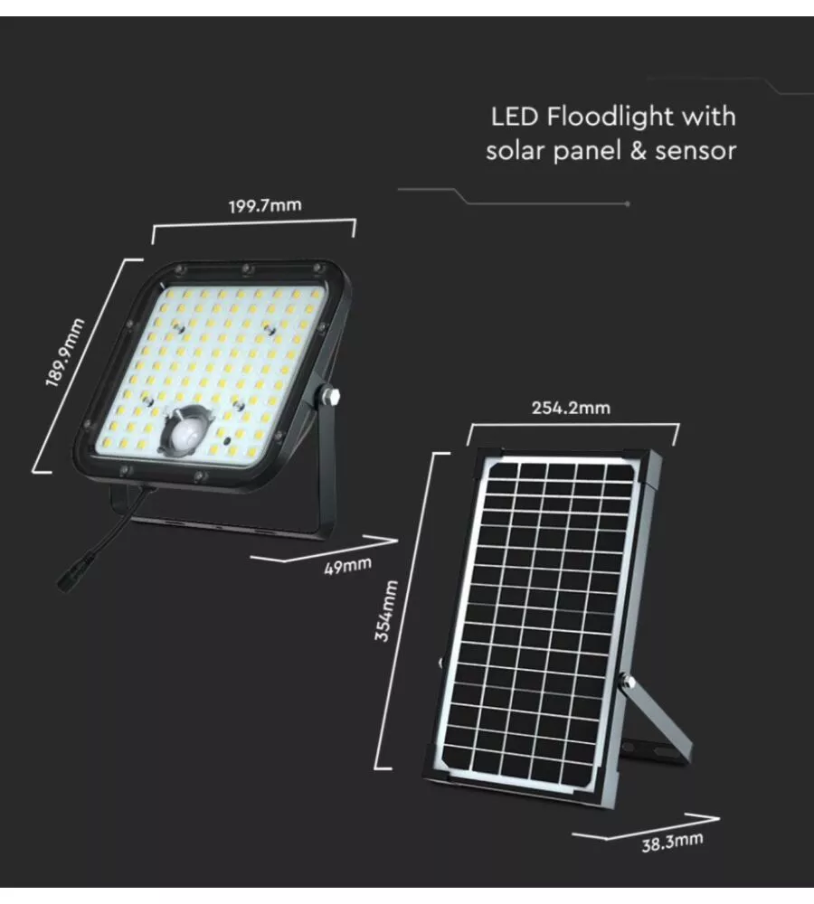 Pannello led con ricarica solare e sensore 30w, 4000k