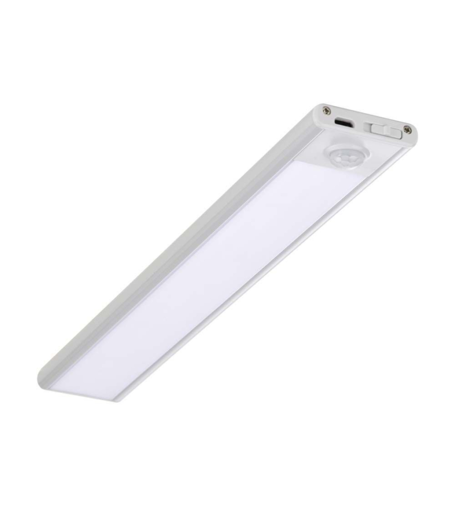 Lampada a led da armadio ricaricabile con sensore pir argento, 3000k