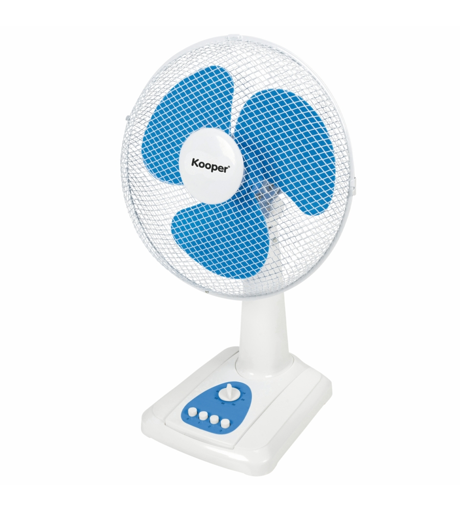 Ventilatore da tavolo con 3 pale e 3 velocitÀ colore bianco e blu, 35 w.