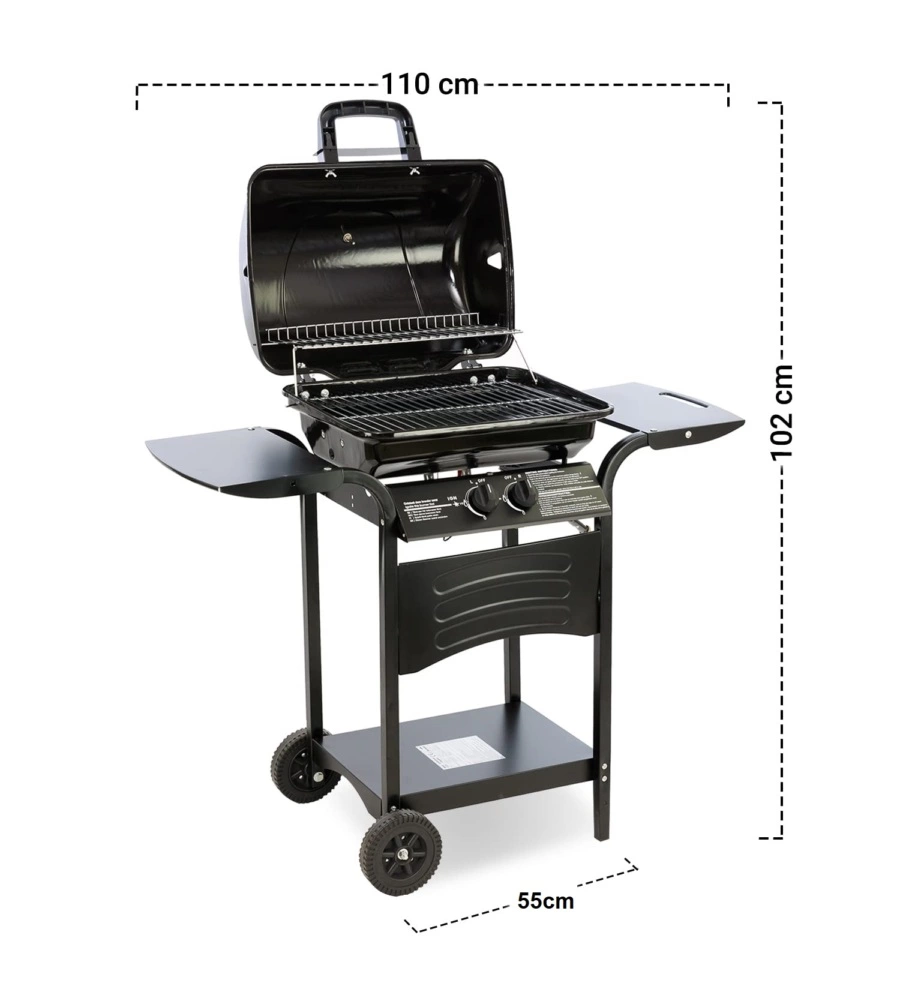 Barbecue a gas arnold "arizona" con 2 fuochi, 50x35,5 cm