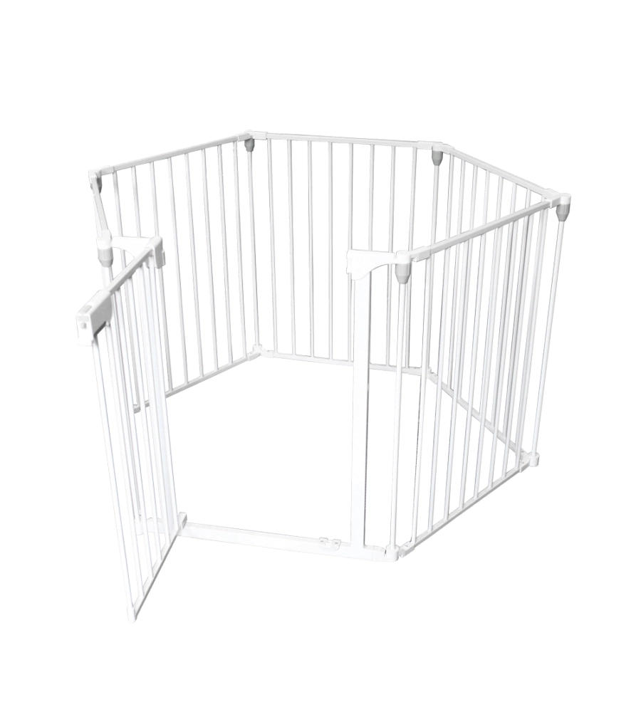 Barriera di sicurezza per bambini king collection in metallo verniciato colore bianco, 120x74 cm