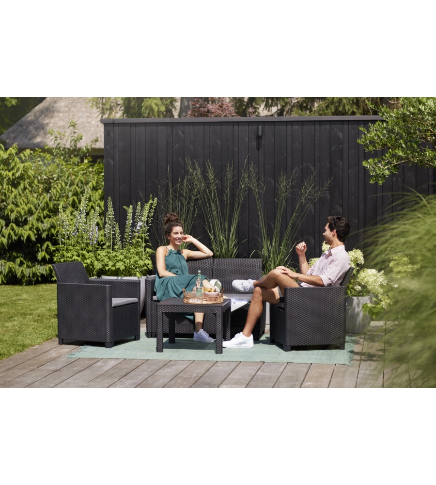 Set da giardino keter "marie lounge" colore grafite, 4 posti