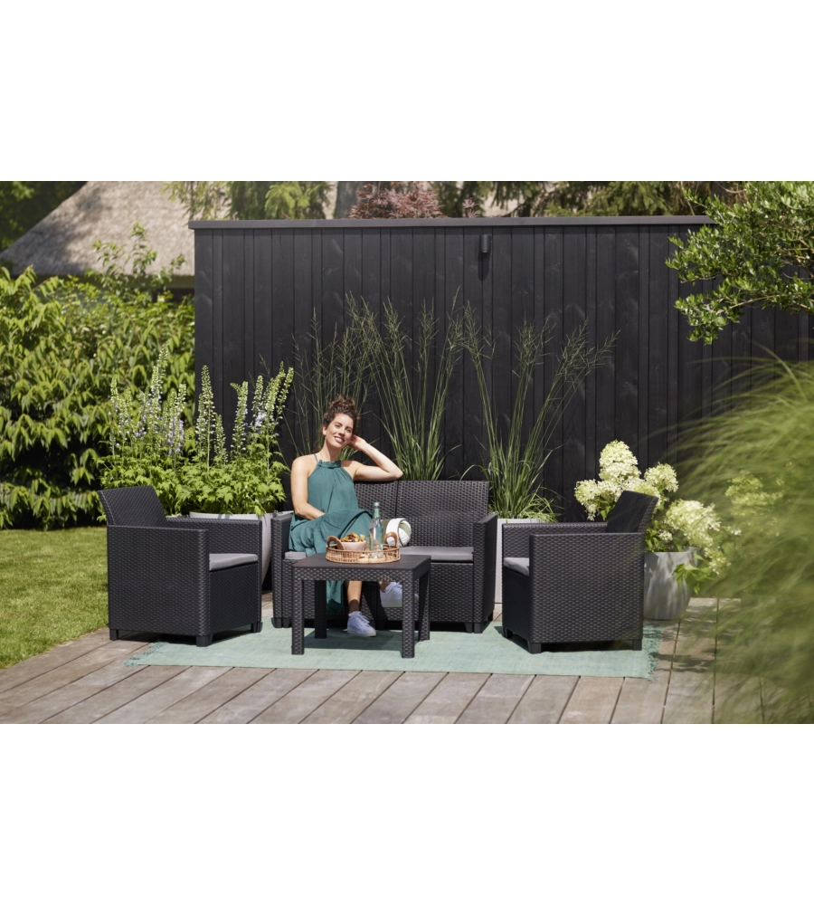 Set da giardino keter "marie lounge" colore grafite, 4 posti