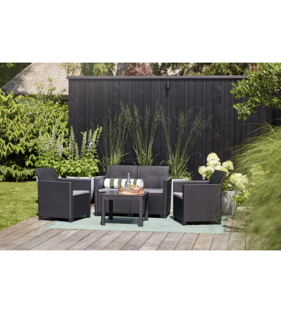 Set da giardino keter "marie lounge" colore grafite, 4 posti